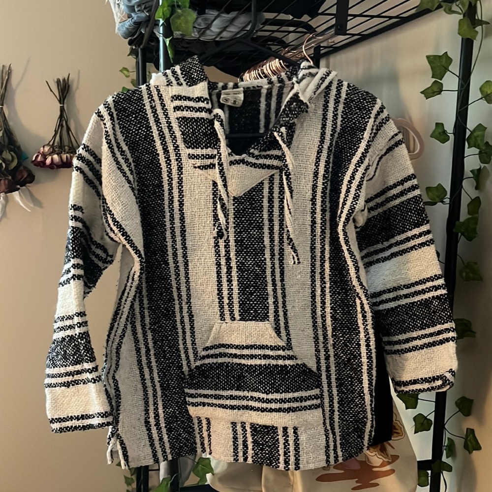 Black and White Baja/Drug Rug Hoodie